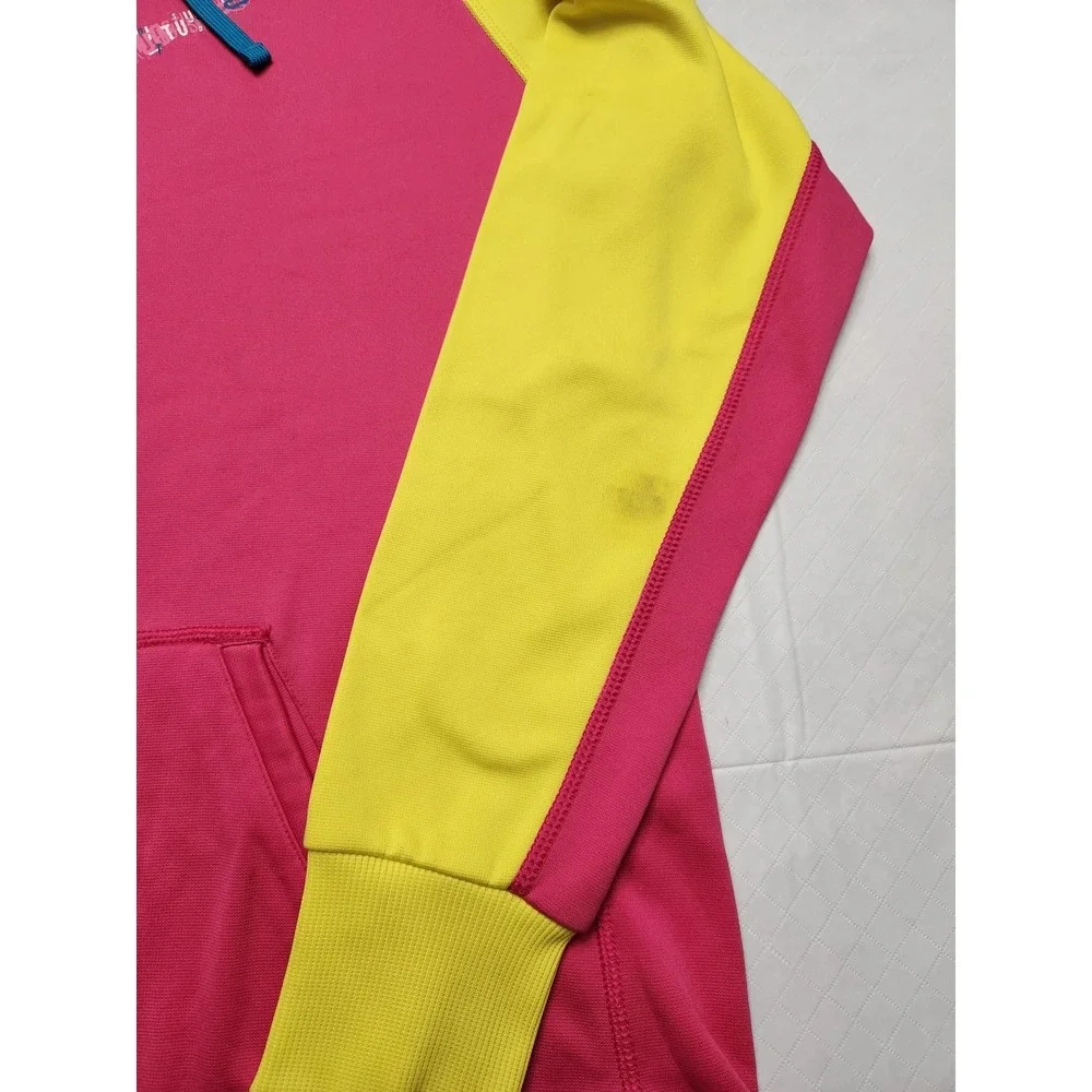 Nike Therma-FIT Hoodie Womens Large Pink Yellow Just Do‎ It Pullover Sweatshirt